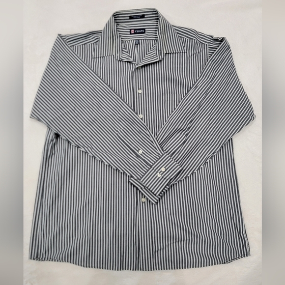 Chaps Dark Gray and White Casual Button Down Shirt - Picture 1 of 6